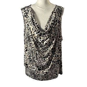 Calvin Klein Leopard Print Sleeveless Drape Neckline Top 🆕